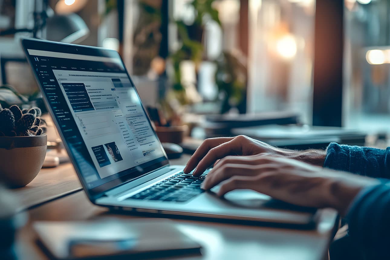 Person working on a laptop